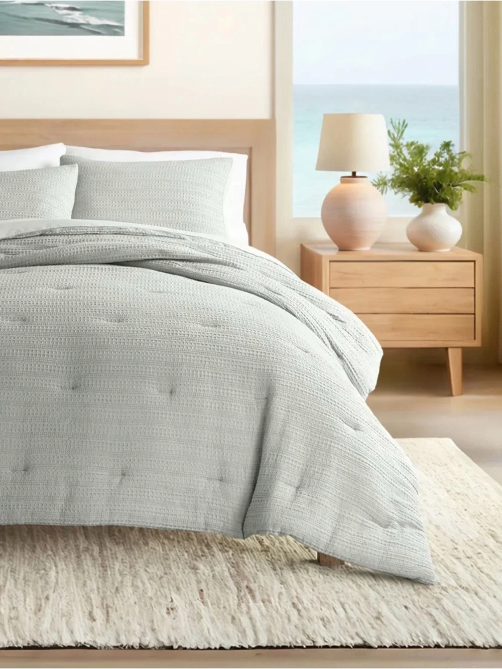 Ienjoy home collection textured waffle comforter size twin and xl twin